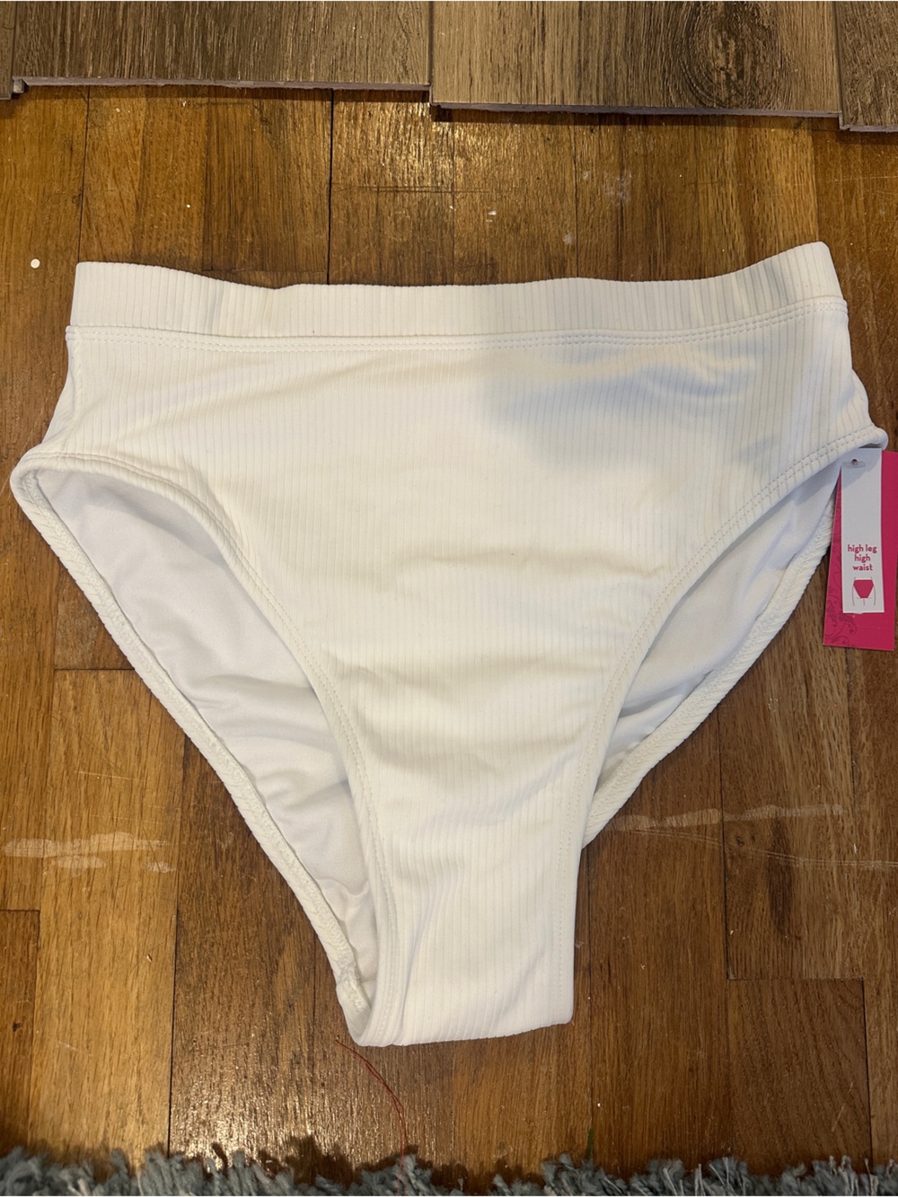 White Ribbed High-Leg Bikini Bottoms- Target